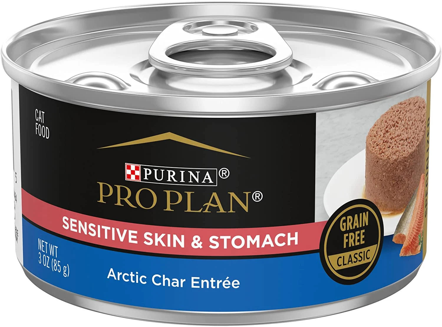 Purina Pro Plan Sensitive Skin and Stomach Cat Food Wet Pate, Sensitive Skin and Stomach Arctic Char Entree – (24) 3 oz. Pull-Top Cans