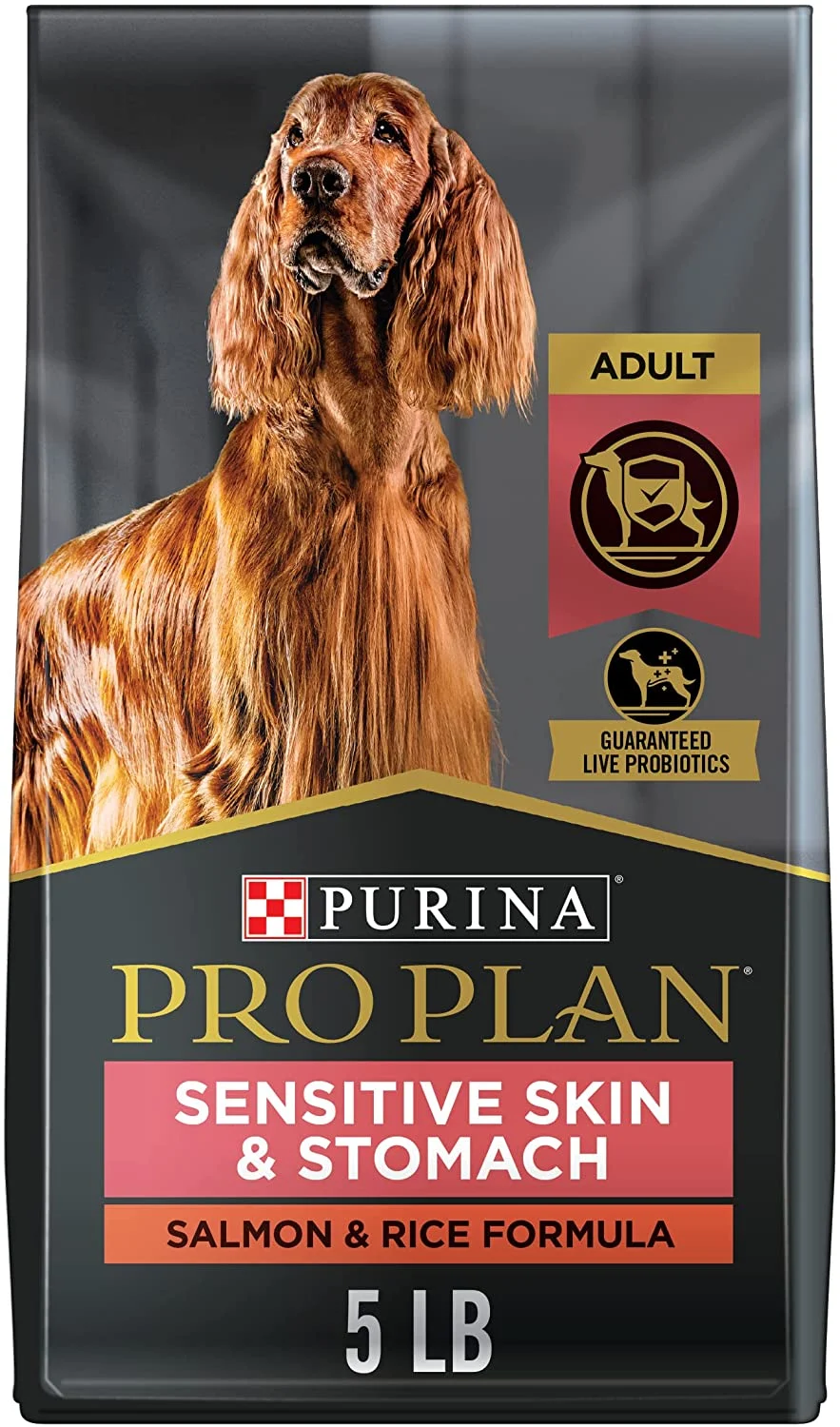 Purina Pro Plan Sensitive Skin and Stomach Dog Food With Probiotics for Dogs, Salmon & Rice Formula – 5 lb. Bag