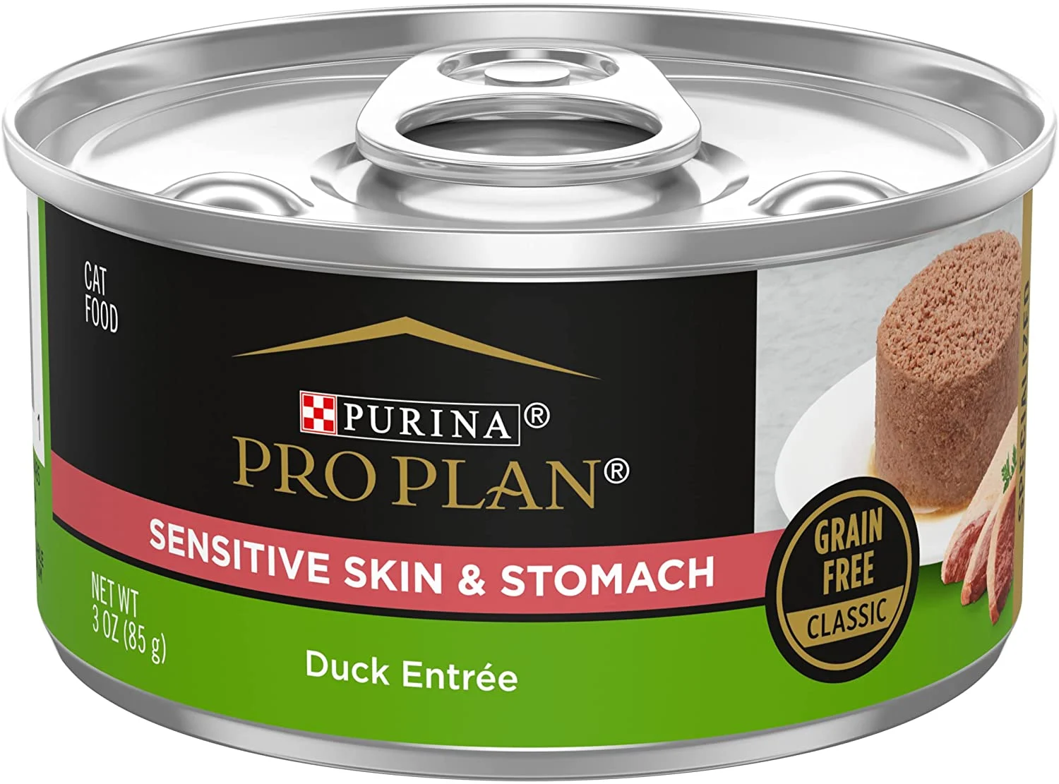 Purina Pro Plan Sensitive Skin and Stomach Wet Cat Food, Sensitive Skin and Stomach Duck Entree – (24) 3 oz. Pull-Top Cans