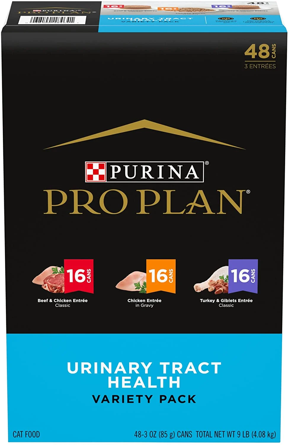Purina Pro Plan Urinary Cat Food, Wet Cat Food Variety Pack, Urinary Tract Health Poultry and Beef Entrees – (48) 3 oz. Cans