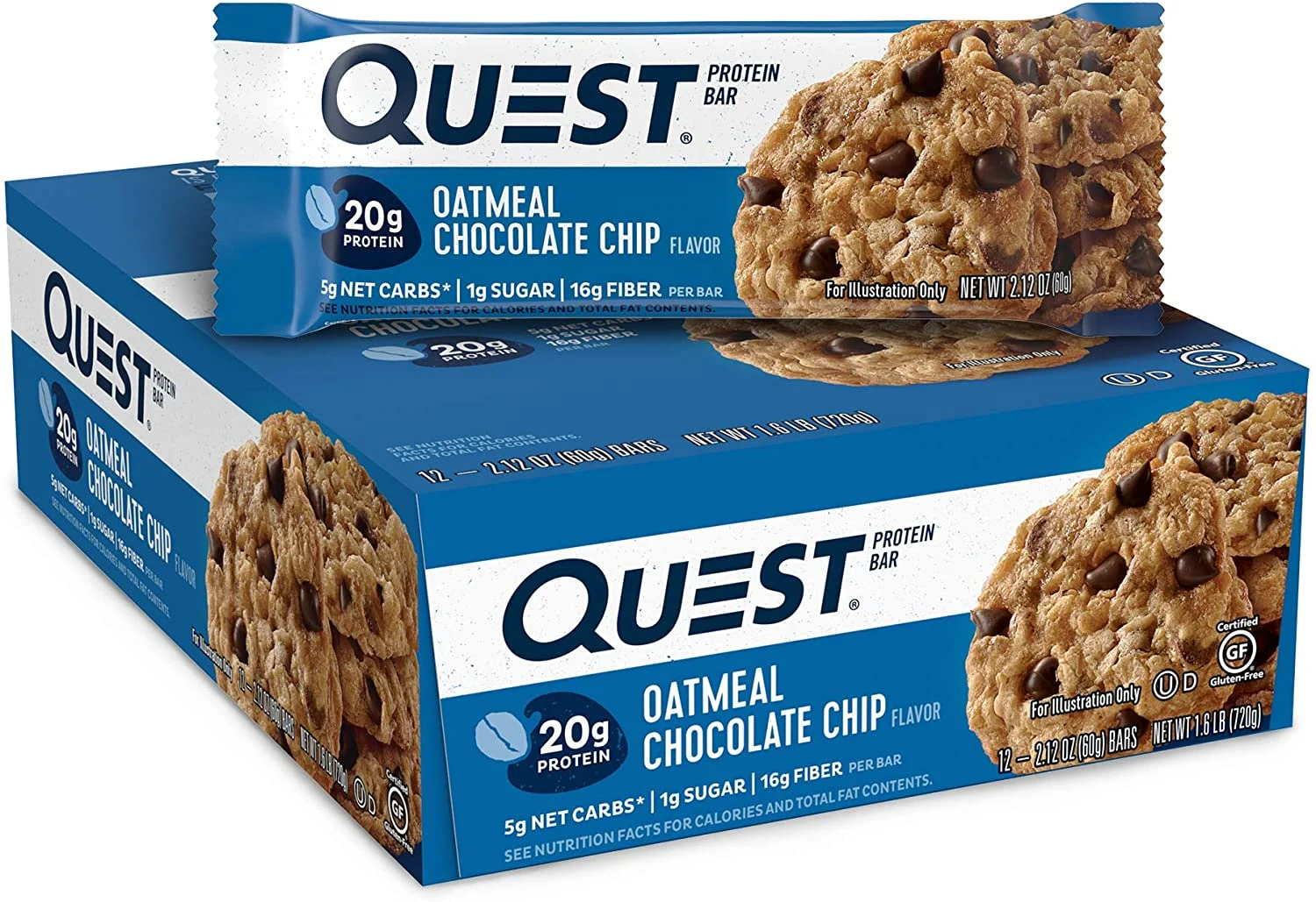 Quest Nutrition Oatmeal Chocolate Chip Protein Bar, Keto Friendly, 12 Count