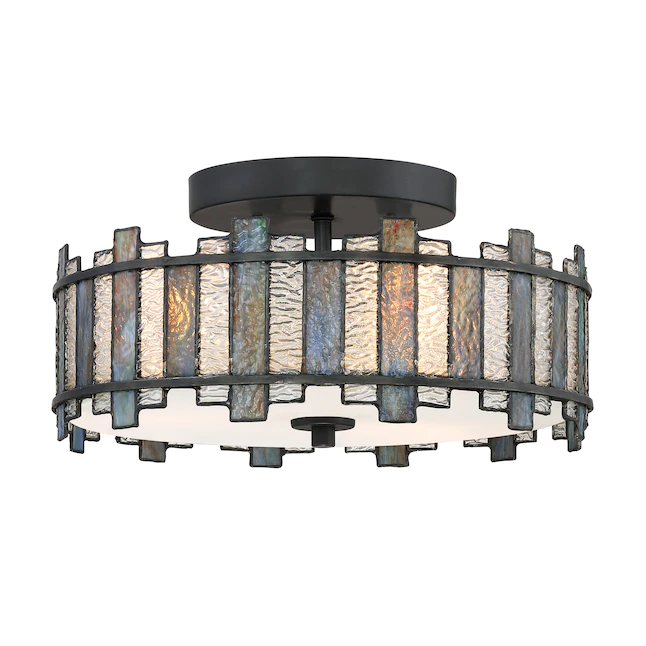 Quoizel Sentry 3-Light 14-in Black Incandescent Semi-flush Mount Light