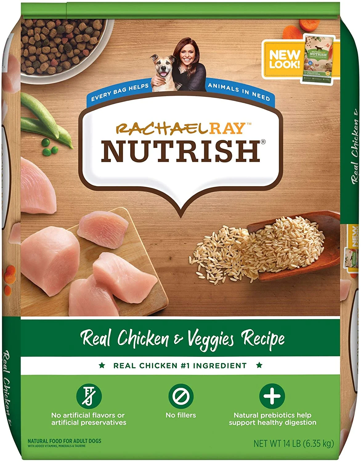 Rachael Ray Nutrish Premium Natural Dry Dog Food, Real Chicken & Veggies Recipe, 14 Pounds (Packaging May Vary)