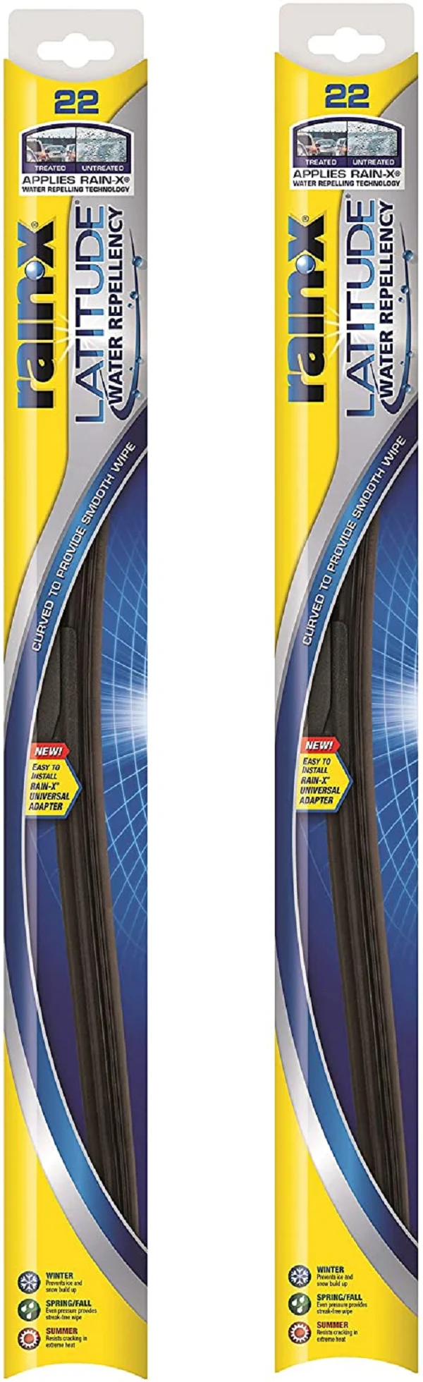Rain-X 810165 Latitude Water Repellency 22″ Windshield Wiper Blade, 2 Pack
