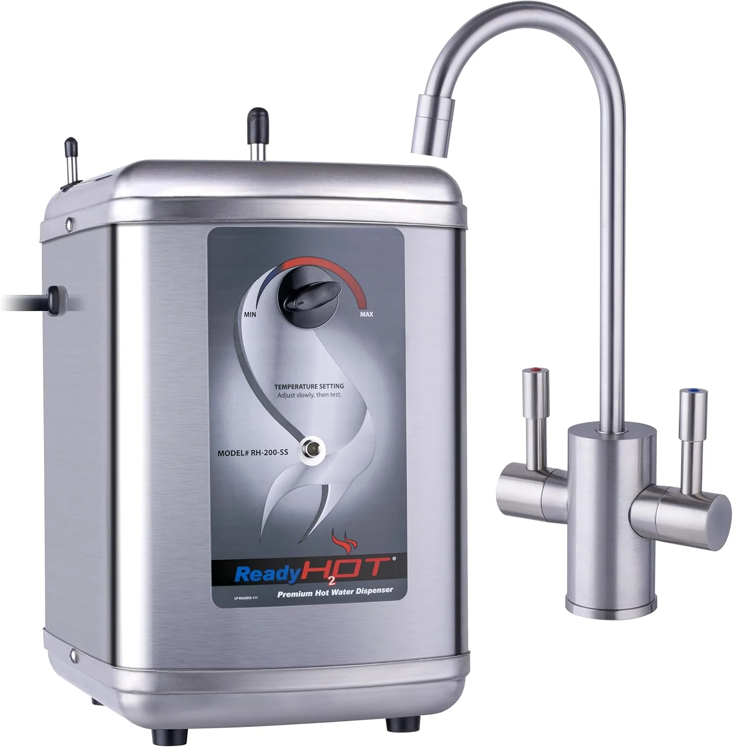 Ready Hot 41-RH-200-F560-BN Instant Hot Water Dispenser System, 2.5 Quarts, Manual Dial Dual Lever Hot and Cold Water Faucet Brushed Nickel