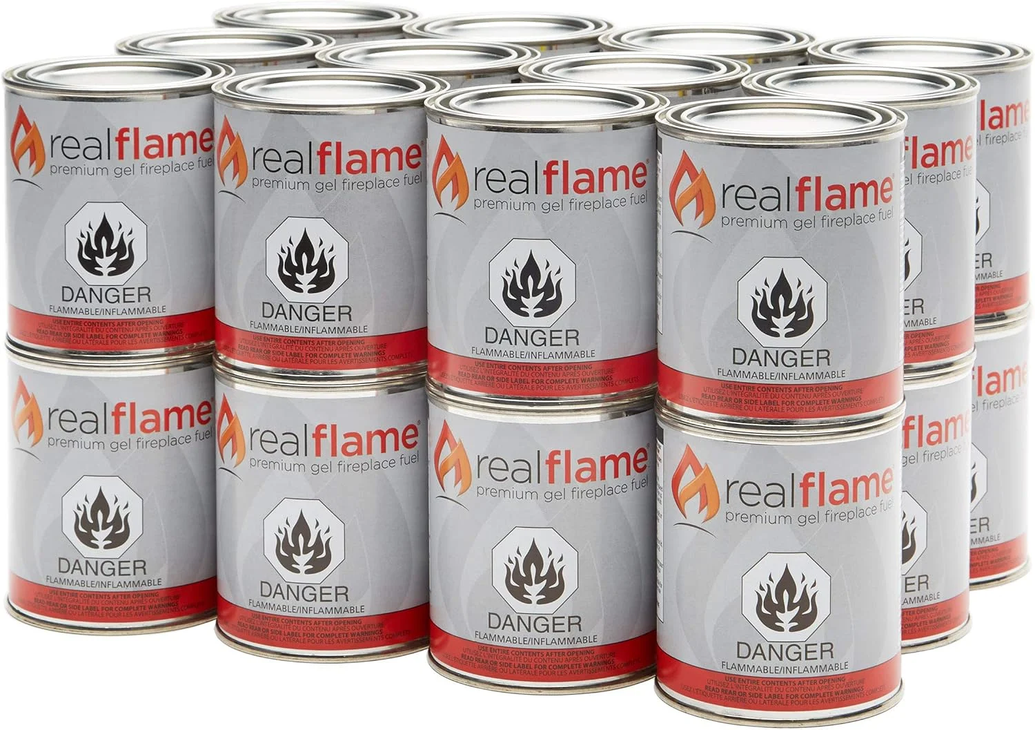 Real Flame Gel Fuel Cans – 24-Pack – Gelled Isopropyl Alcohol for Indoor or Outdoor Fireplaces