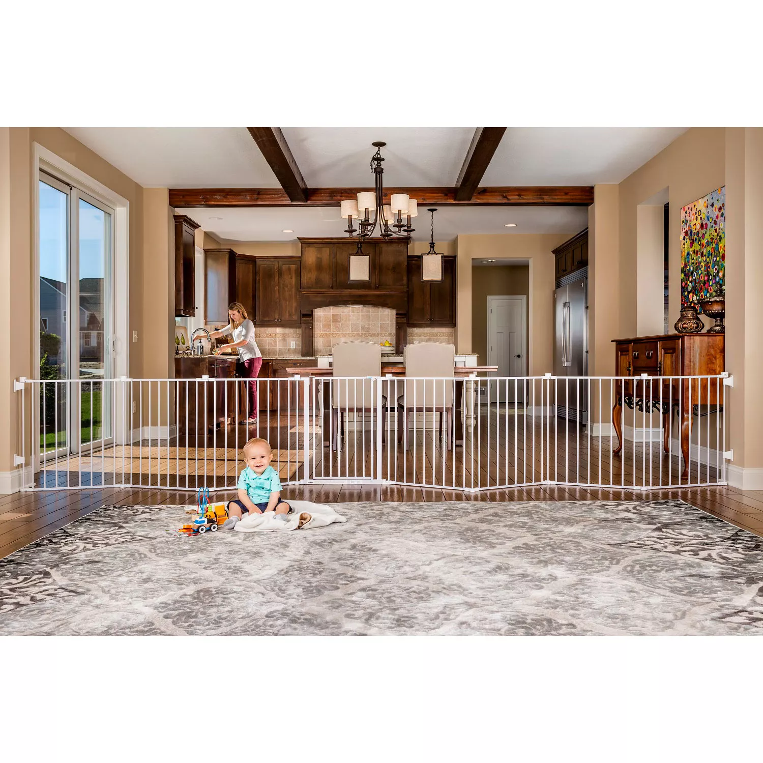 Regalo 192-Inch Double Door Super Wide Adjustable Baby Gate and Play Yard, 4-In-1, Bonus Kit, Includes -192 x 1.5 x 28 inches; 24 Pounds