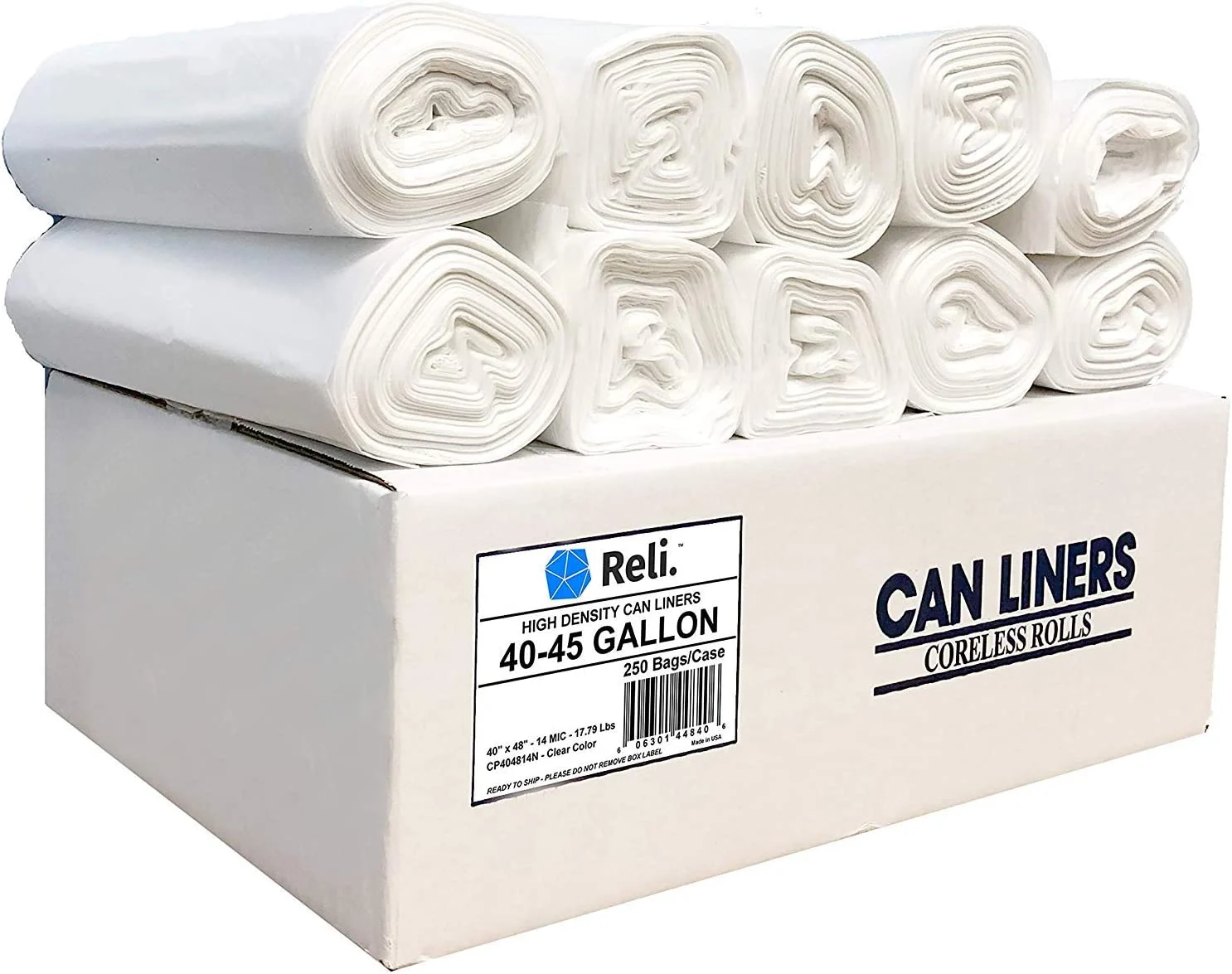 Reli. SuperValue 40-45 Gallon Trash Bags (250 Count, Bulk) Clear 40 Gallon – 45 Gallon Trash Bags/Garbage Bags (Made in USA) – 31 Gal, 39 Gallon, 45 Gal Compatible, Can Liners / Outdoor Trash Bags