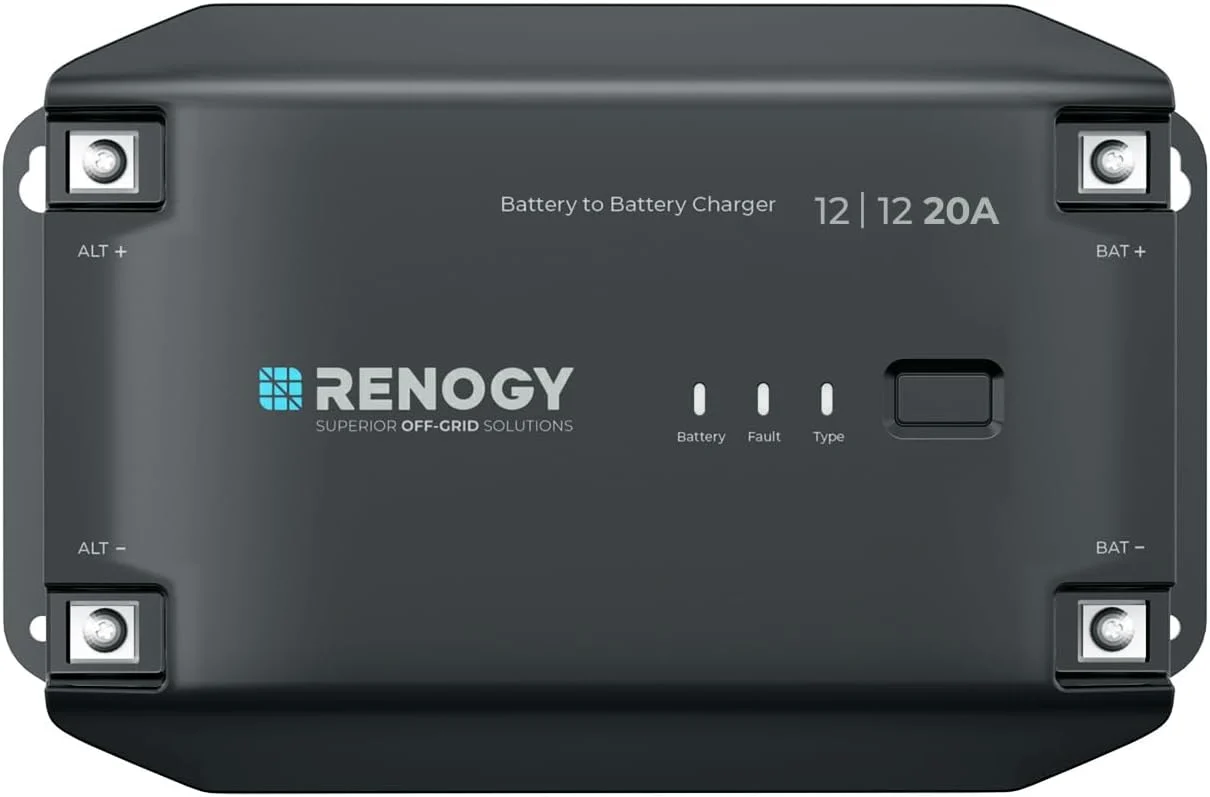 Renogy DC to DC Charger 12V 20A – Multi-Stage Charger for LiFePO4, AGM, Gel, Flooded Batteries | Car, RV, Marine & Boat Battery Charger with Bluetooth Compatibility