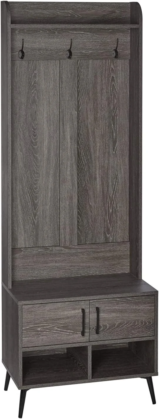 RiverRidge Woodbury Dark Weathered Wood Grain 3-Hook Coat Stand