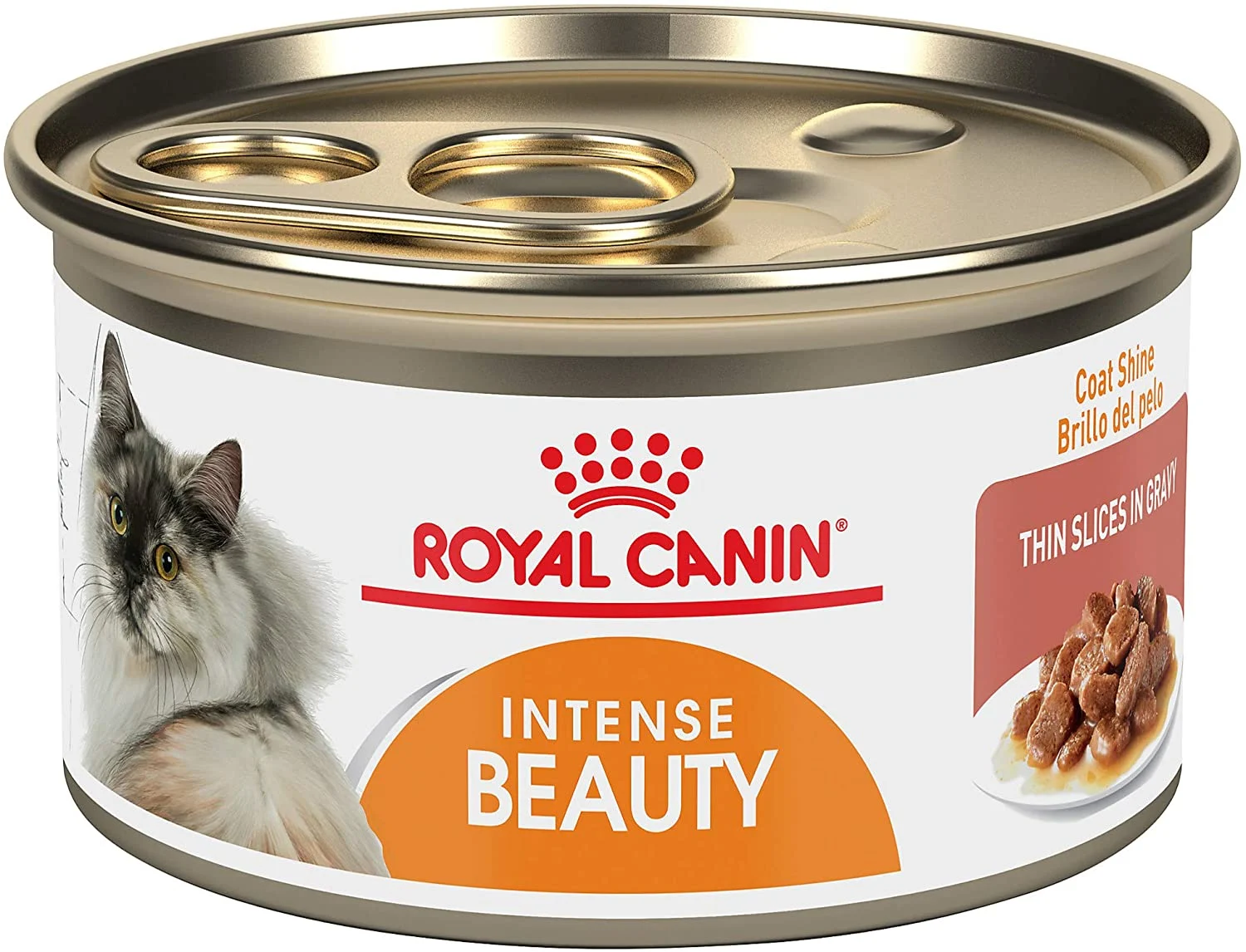 Royal Canin Feline Care Nutrition Intense Beauty Thin Slices in Gravy Canned Cat Food, 3 oz cans 24-count