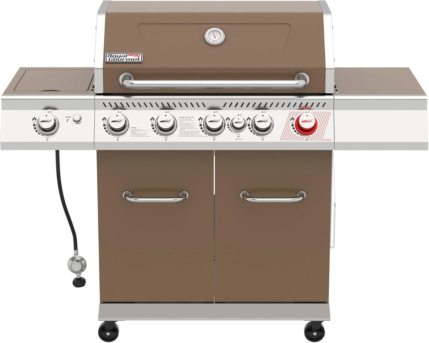 Royal Gourmet GA5403C 5-Burner Propane Gas Grill with Side Burner & Warming Rack, Outdoor BBQ Grill with 74,000 BTUs Output & 738 Sq. in. Cooking Area for Outdoor Barbecue, Coffee