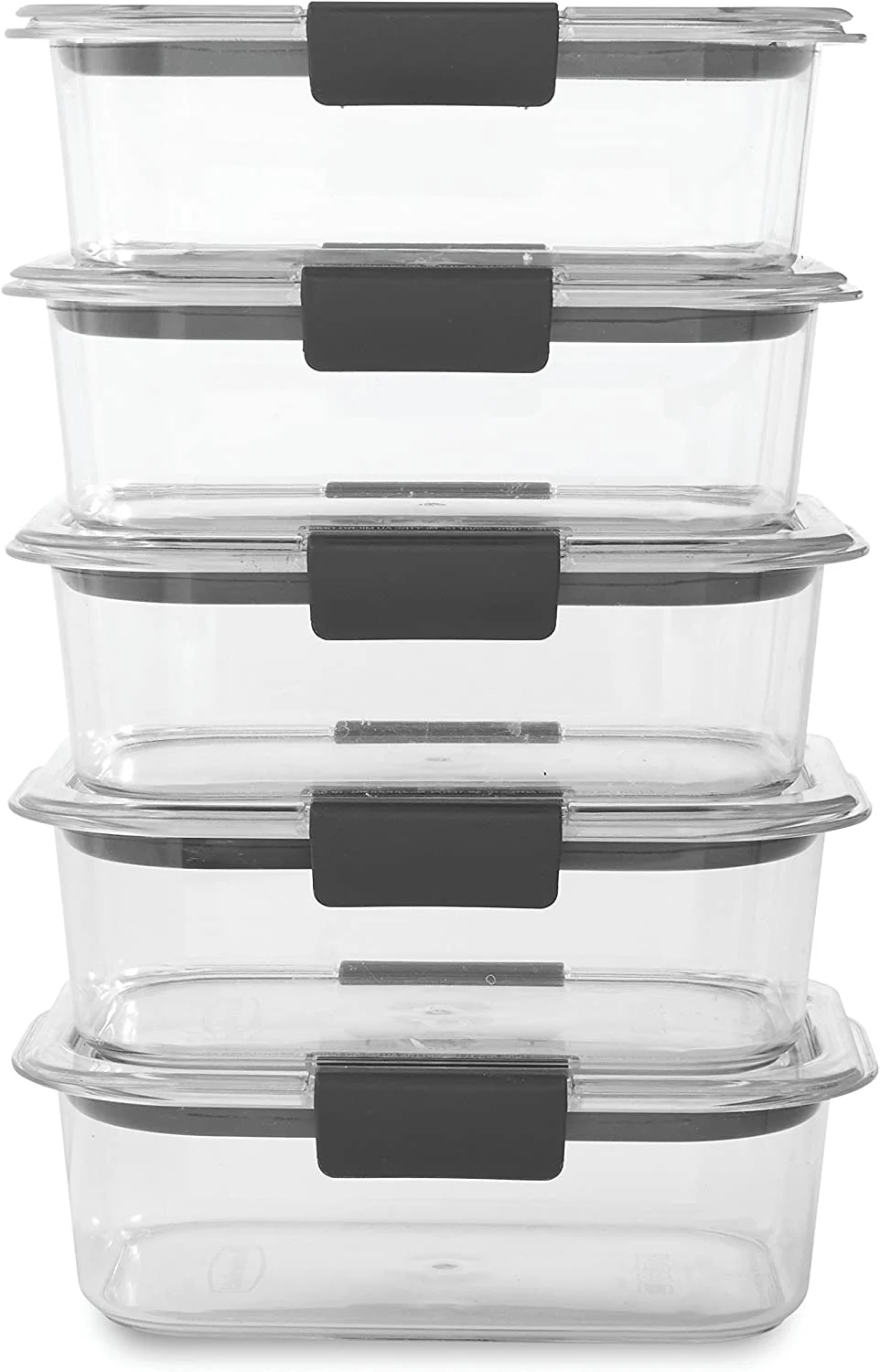 Rubbermaid 10-Piece Brilliance Food Storage Containers with Lids for Lunch, Meal Prep, and Leftovers, Dishwasher Safe, 3.2-Cup, Clear/Grey