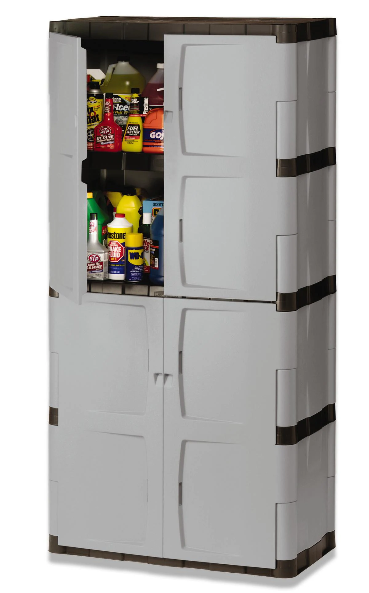 Rubbermaid FG708300MICHR Plastic Freestanding Garage Cabinet in Gray (36-in W x 72-in H x 18-in D)
