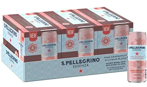 S.Pellegrino Essenza Pink Grapefruit & Citrus Flavored Mineral Water, 11.15 Fl Ounce . Cans (24Count)