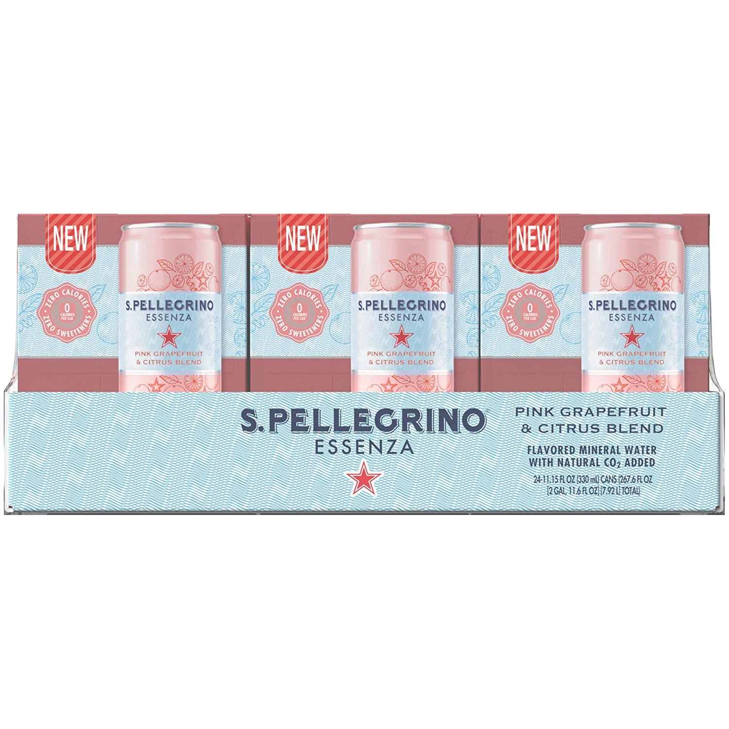 S.Pellegrino Essenza Pink Grapefruit Citrus Flavored Mineral Water, (24 Count)