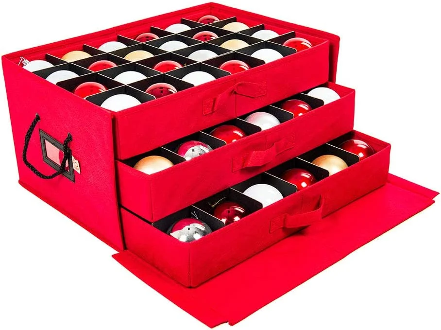 Santa’s Bag Red 3-Drawer Ornament Storage Box