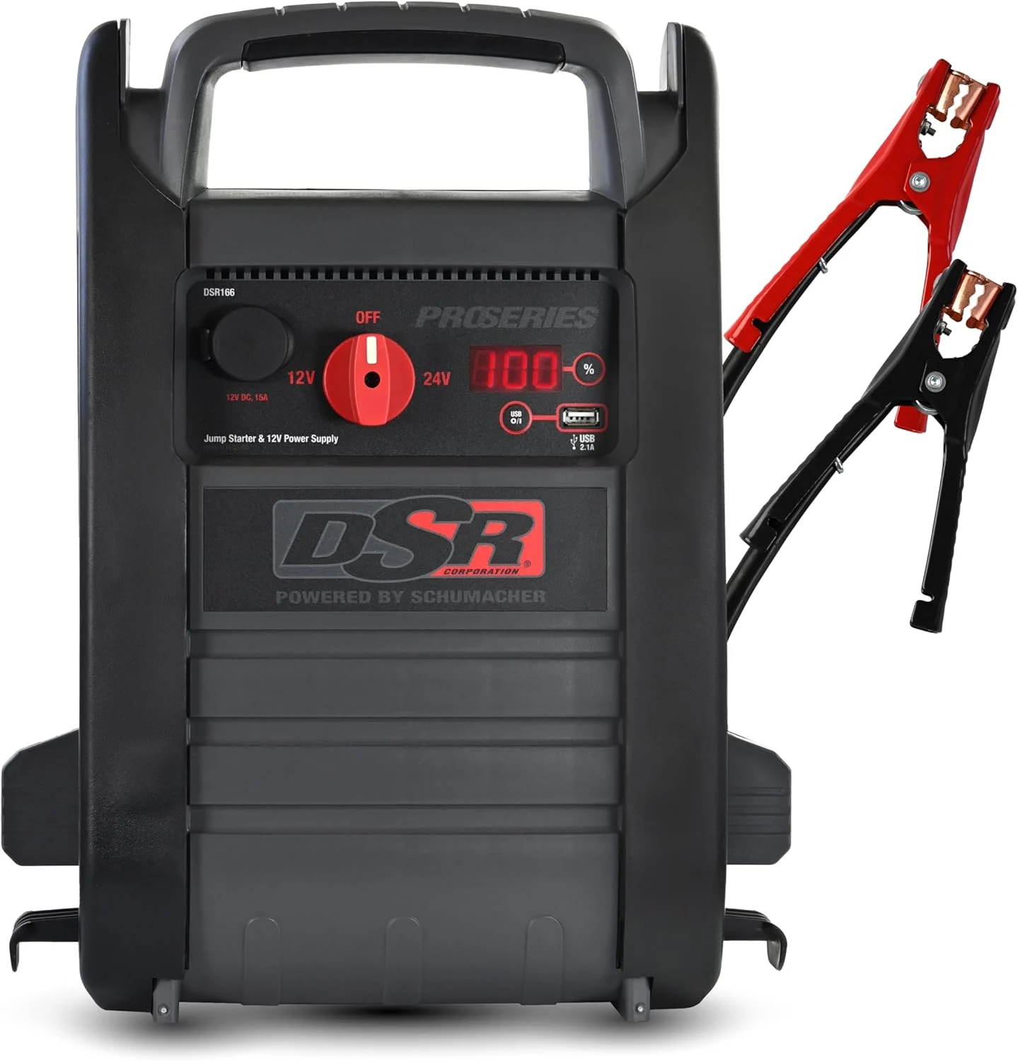 Schumacher Electric DSR ProSeries Car Battery Jump Starter – 4400 Peak Amp 12V/24V Car Starter, Jump Box & Portable Power Station – Digital Display, Heavy-Duty Booster Cables – DSR166