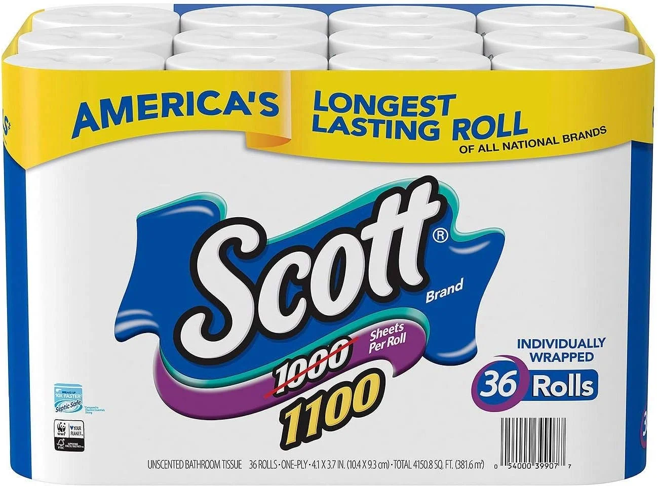 Scott 1000 Sheetsper Roll Toilet Paper (36Count),Blue