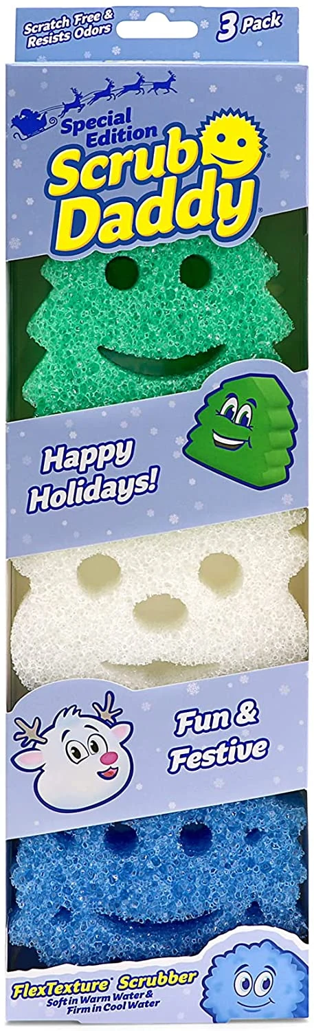 Scrub Daddy Sponge Set – Holiday Shapes – Non Scratch Scrubbers 3 Count 1Pack