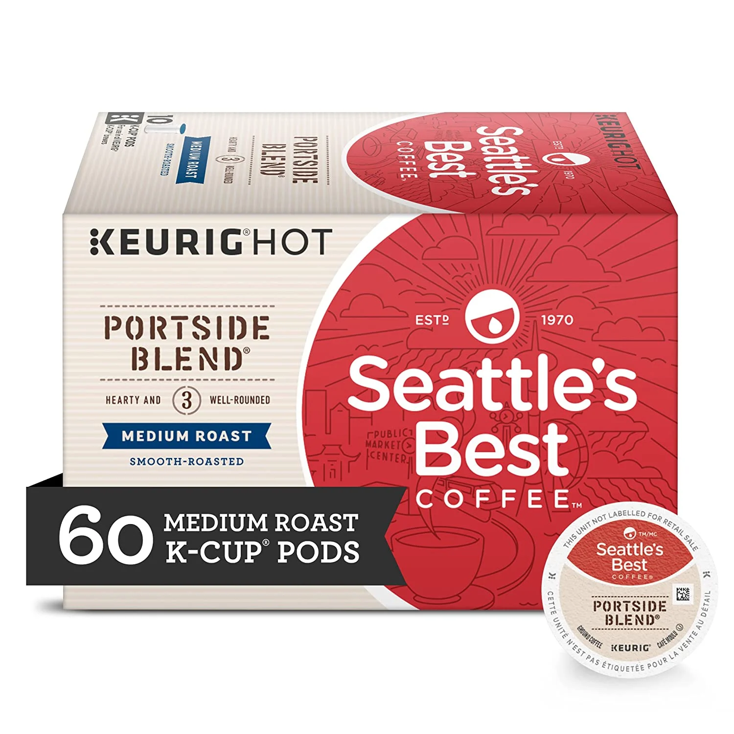 Seattle’s Best Coffee Portside Blend Medium Roast K-Cup Pods | 10 Count (Pack of 6)