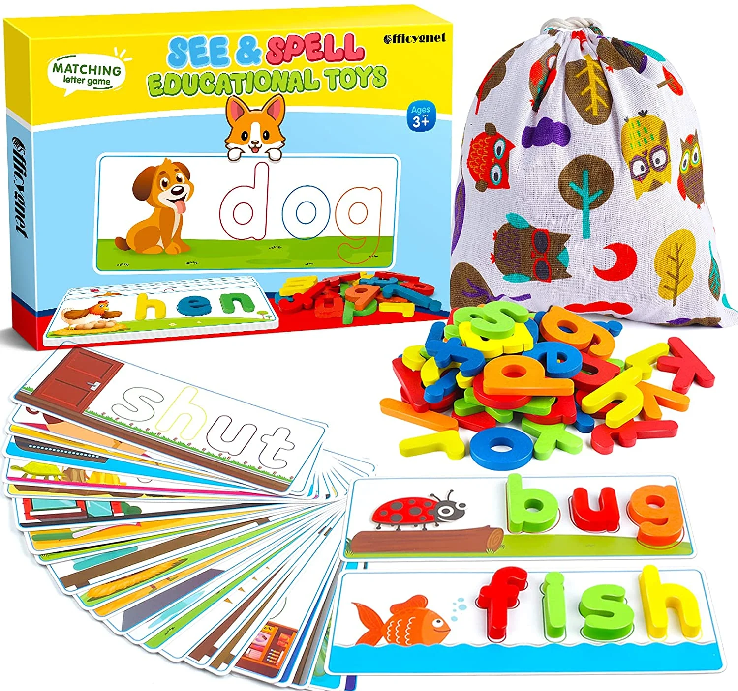 See & Spell Matching Letter Game for Preschool Kindergarten Kids – 80 Pcs