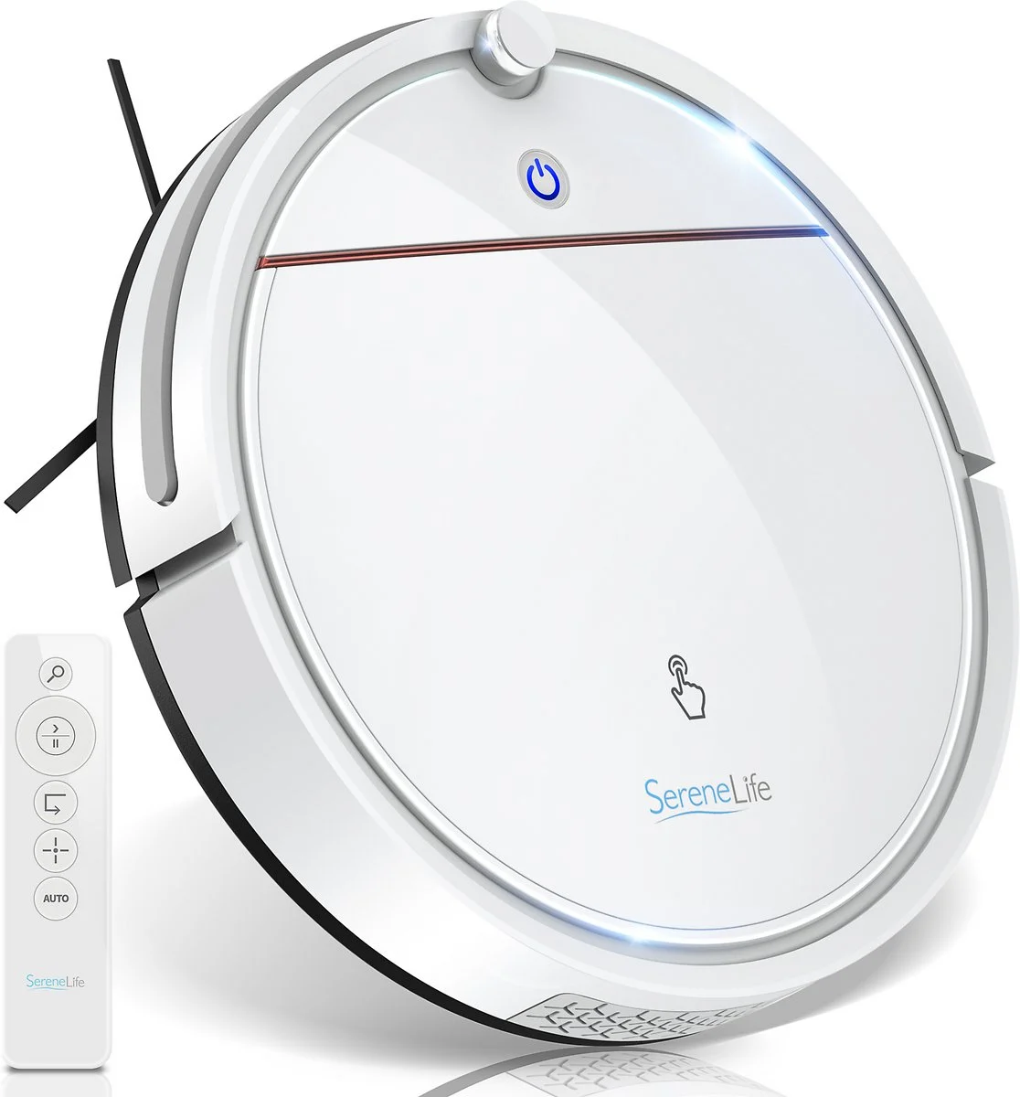SereneLife Smart Robot Vacuum Cleaner – Slim Rechargeable Electric Robotic Vacuum Cleaner w/ Self Programmed Navigation, Anti-Fall Sensors – Carpet, Hardwood, Tile – White