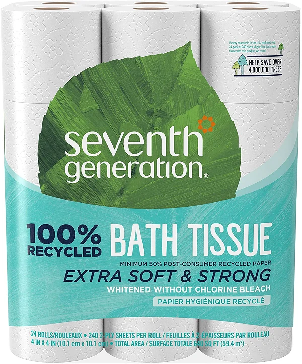 Seventh Generation White Toilet Paper 2-Ply 100% Recycled Paper, Pack of 2