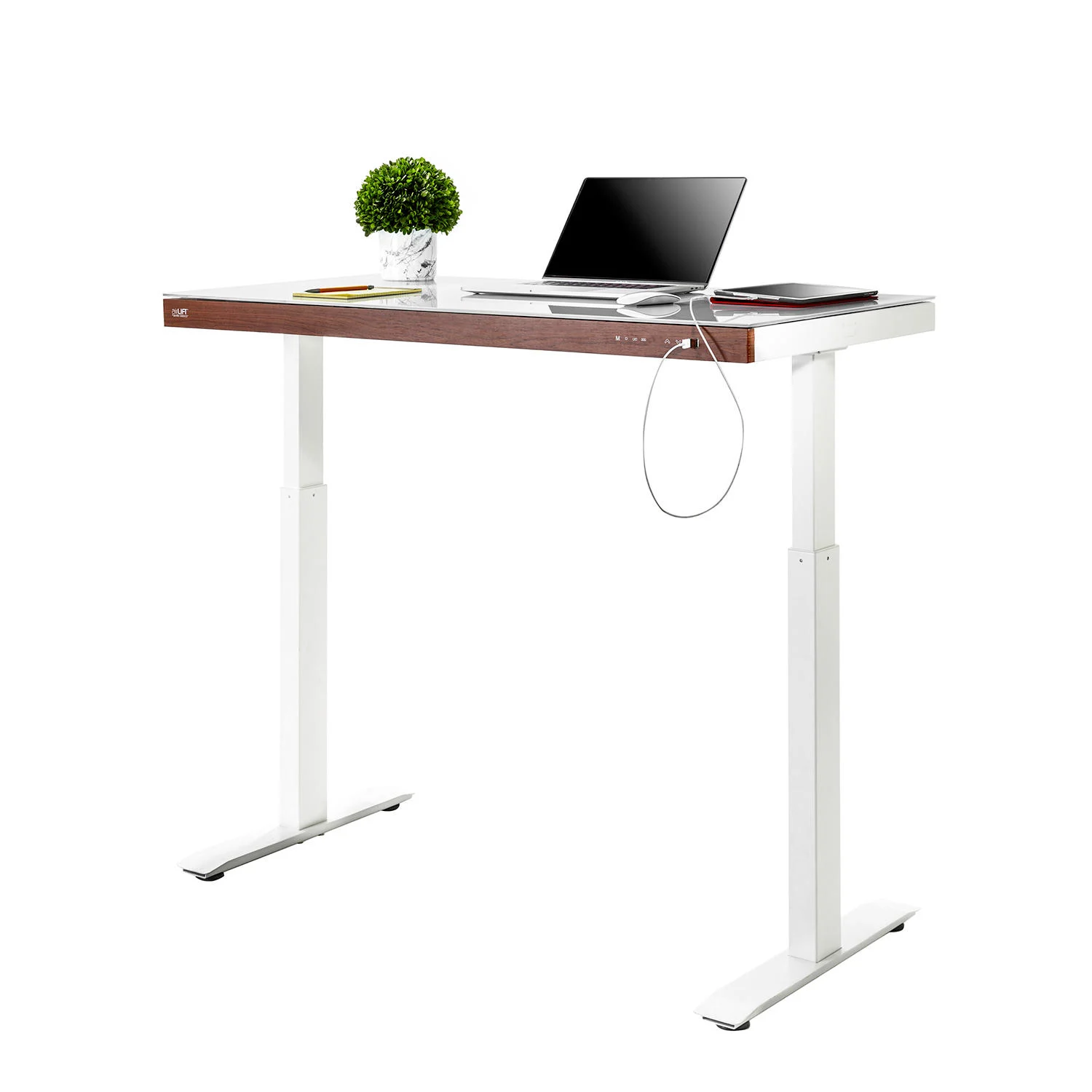 Seville Classics airLIFT 48″ Tempered Glass Electric Sit-Stand Desk