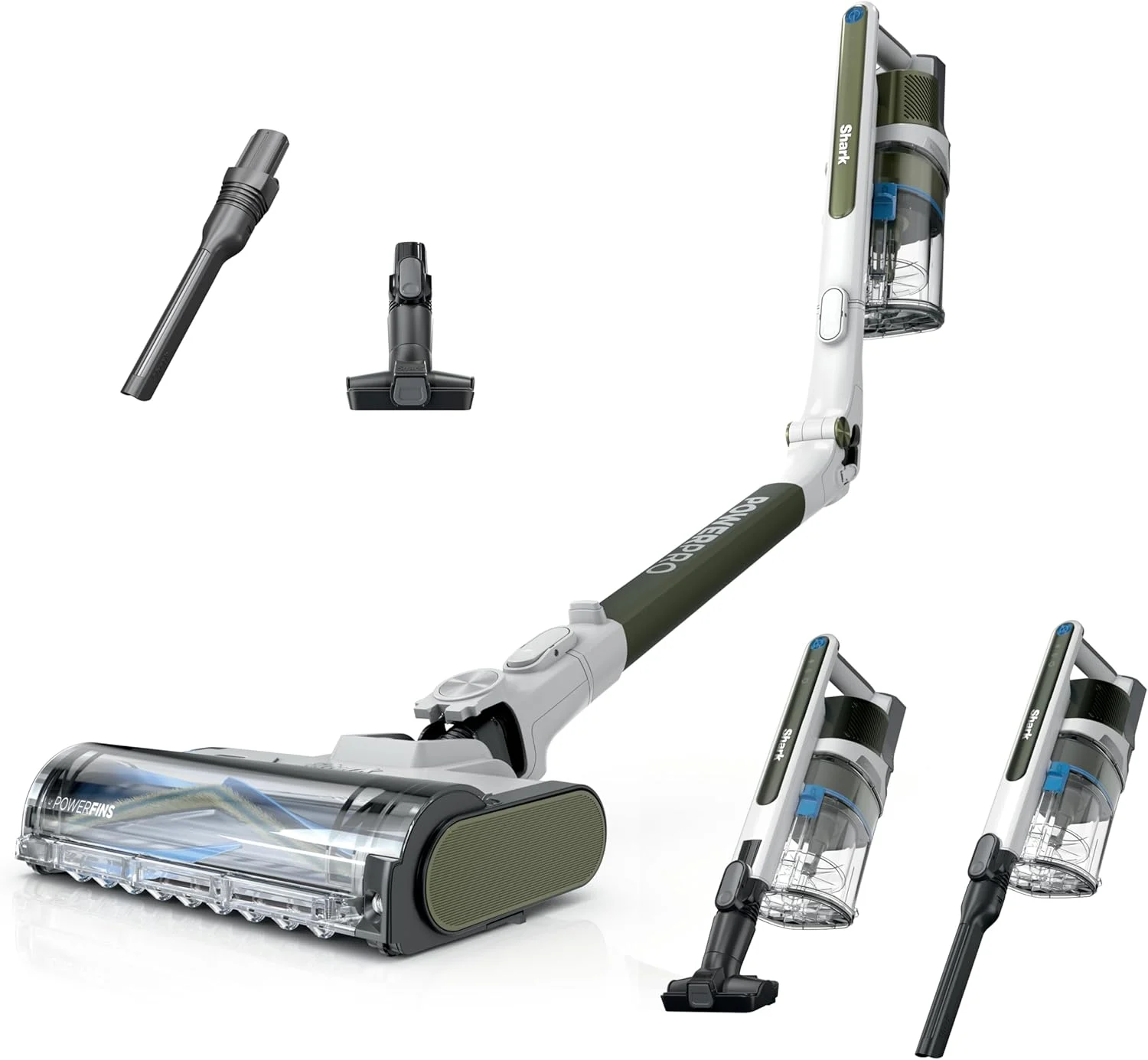 Shark PowerPro Flex Pet Plus Cordless Vacuum, FloorDetect Technology, MultiFLEX Wand, HEPA Filter, for Carpets & Hard Floors, Up to 50-Minute Runtime, Powerful Pet Hair Pickup, Olive, IZ387H