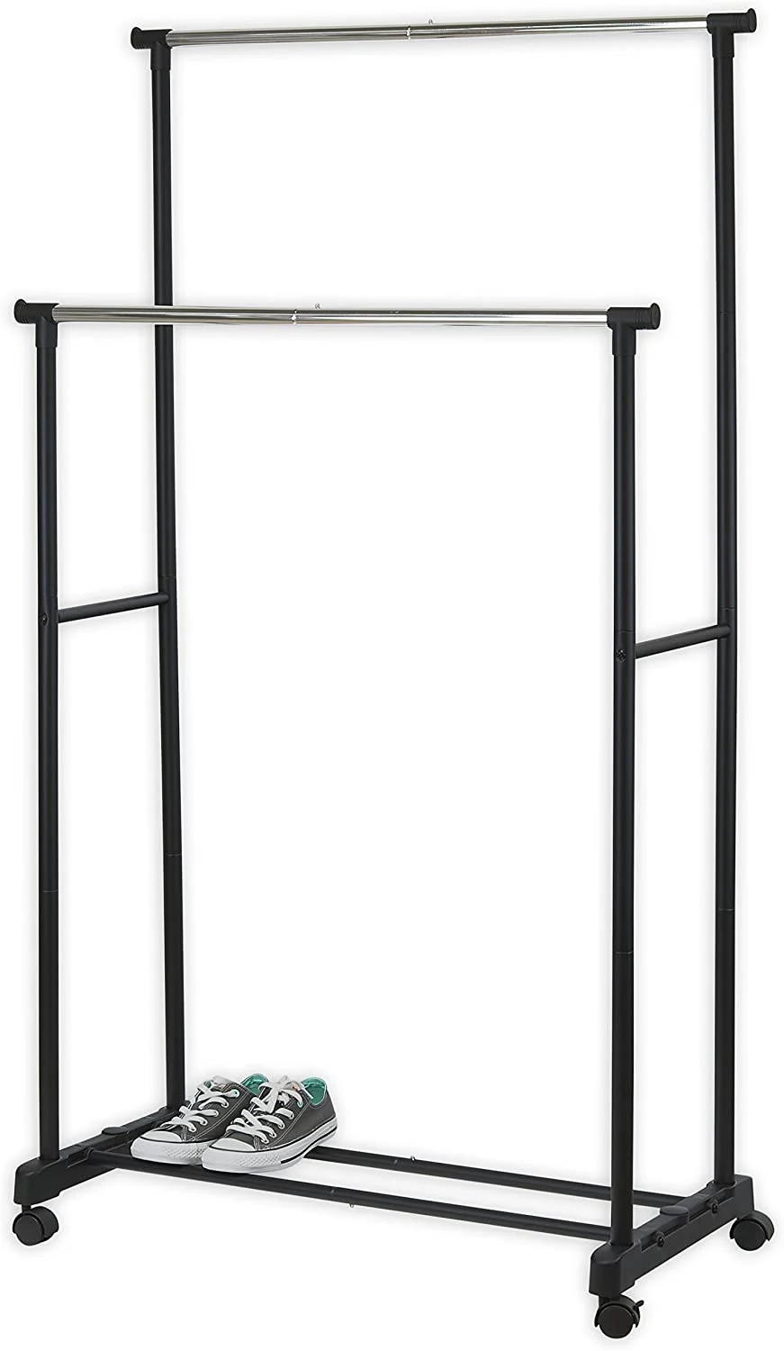 Simple Houseware Double Rod Portable Clothing Hanging Garment Rack