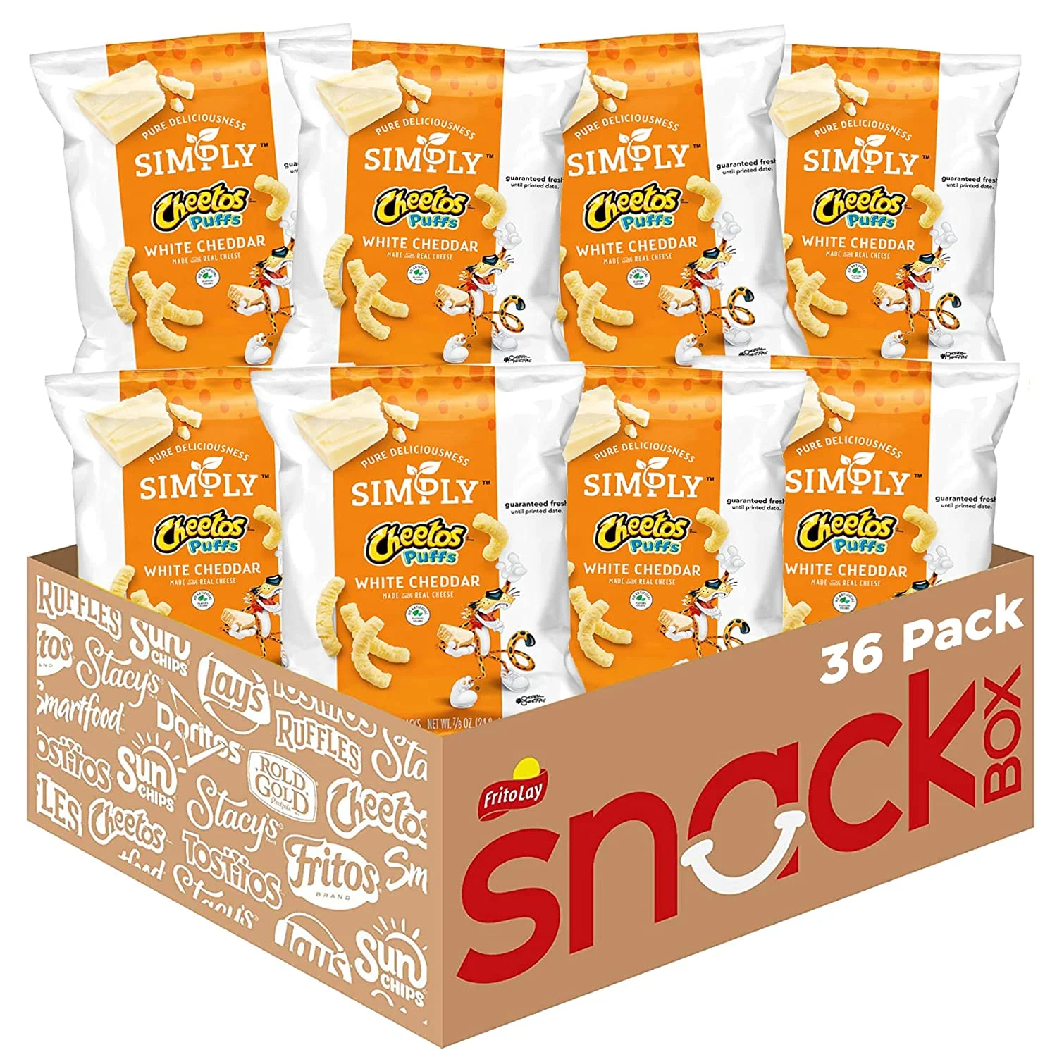 Simply Cheetos Puffs White Cheddar Cheese Flavored Snacks, 0.875 Ounce (Pack of 36)