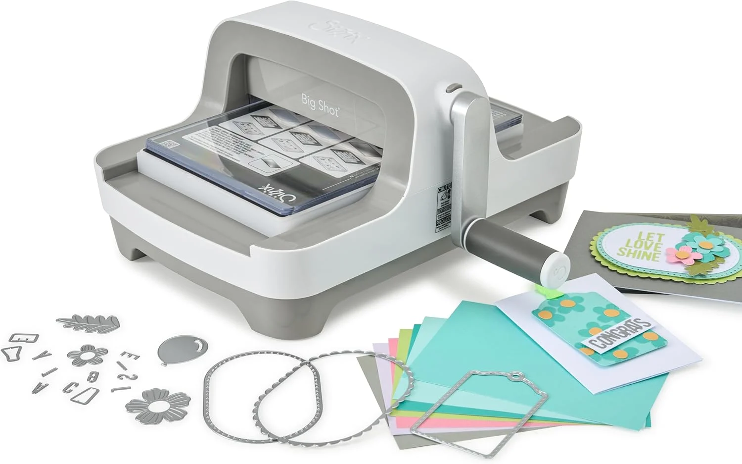 Sizzix Big Shot Machine with Starter Kit, 6″ Die-Cutting and Embossing Machine with Cutting Dies, Embossing Folder and Cardstock