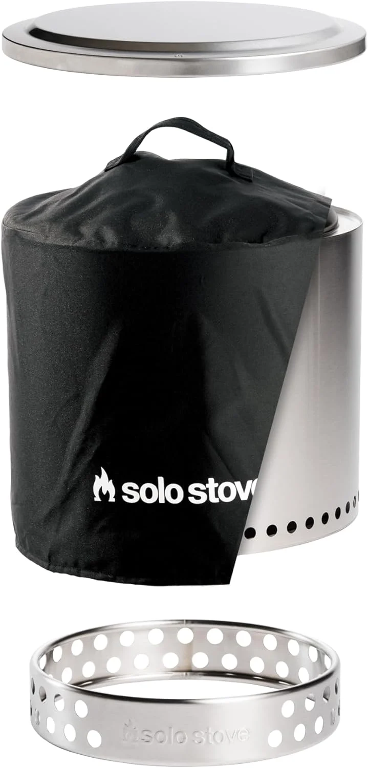 Solo Stove Ranger Amazon Exclusive Fire Pit Bundle | Portable & Smokeless | Includes Stand, Lid & Shelter | Ideal for 2–4 People | Stainless Steel, 15″x15″, 22lbs