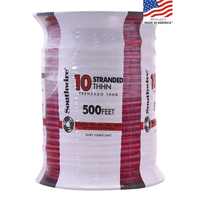 Southwire 22975757 500-ft 10 -AWG Red Stranded Copper THHN wire ( By-the-roll )