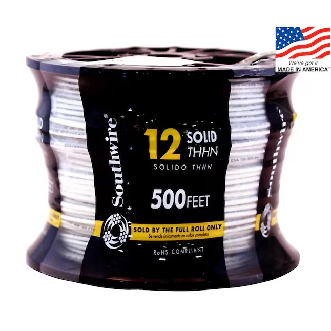 Southwire 11588158 500-ft 12 -AWG White Solid Copper THHN wire ( By-the-roll )