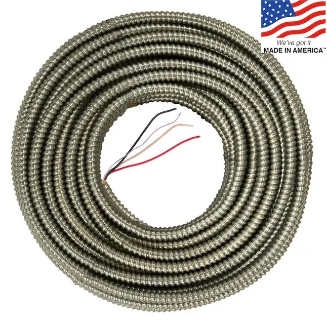 Southwire 61029903 Armorlite 125-ft 10 / 3 Solid Aluminum BX/AC Armored Cable