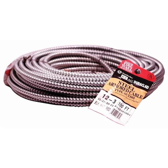 Southwire 55275023 Duraclad 100-ft 12 / 3 Solid Steel BX/AC Armored Cable
