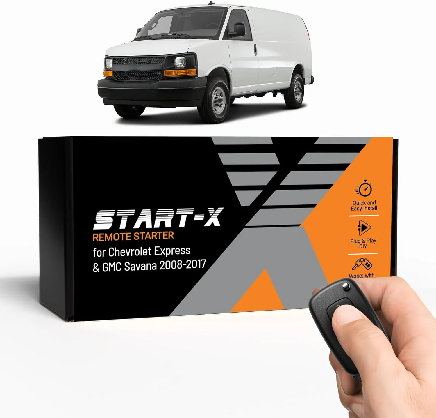 Start-X Remote Starter Kit for Chevy Express Van & GMC Savana (2008, 2009, 2010, 2011, 2012, 2013, 2014, 2015, 2016, 2017) Vehicles | Key Ignition | Plug N Play Install | Zero Wire Splicing