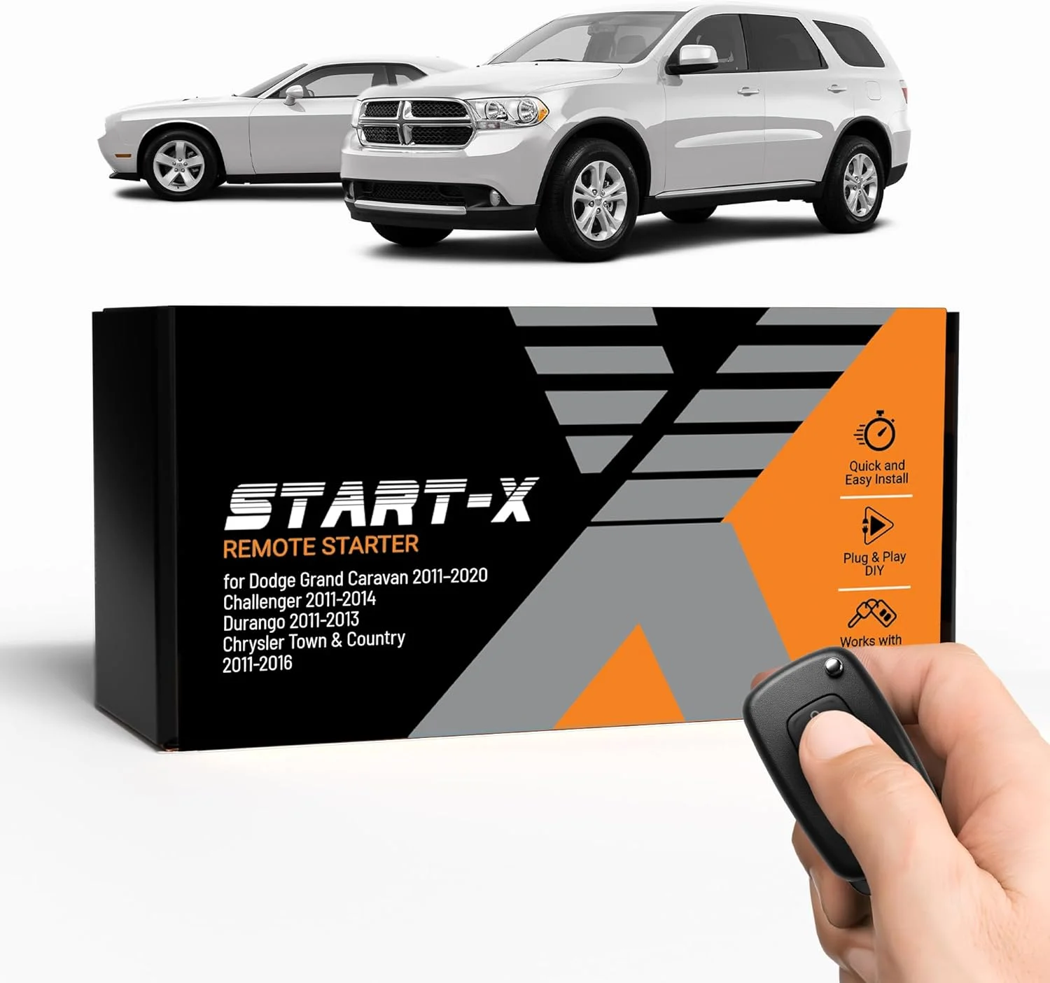 Start-X Remote Starter Kit for Dodge Grand Caravan (2011-20), Challenger (2011-14), Durango (2011-13), Chrysler Town & Country (2011-16) Vehicles | Key Ignition | Plug N Play | Lock 3X to Remote Start