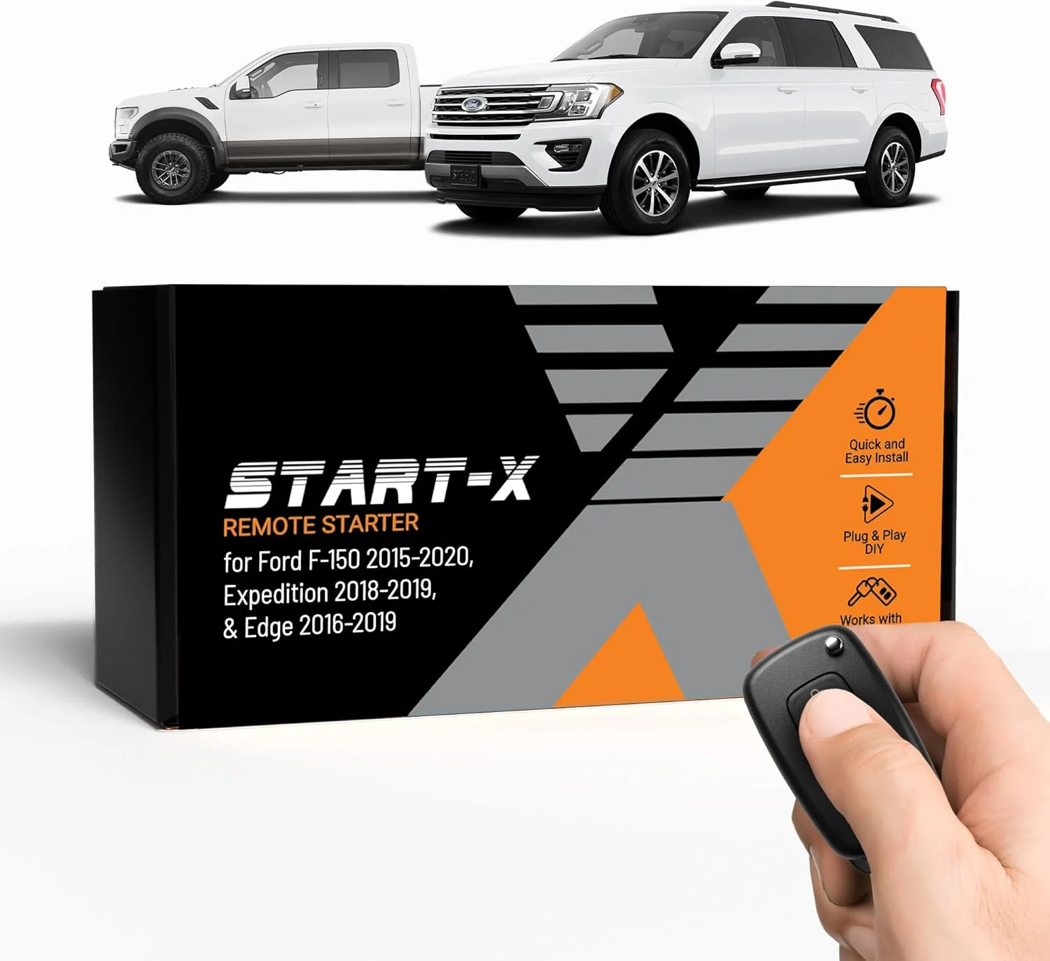 Start-X Remote Starter Kit for F-150 (2015-2020), Edge (2016-2019) & Expedition (2018-2019) Vehicles | Push-to-Start & Key Ignition | Plug N Play Install | Press Lock-Unlock-Lock to Remote Start