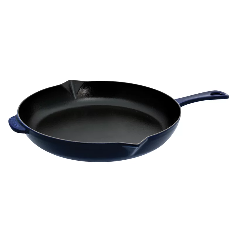 Staub 1223091 Cast Iron 12-inch Fry Pan – Dark Blue, Made in France