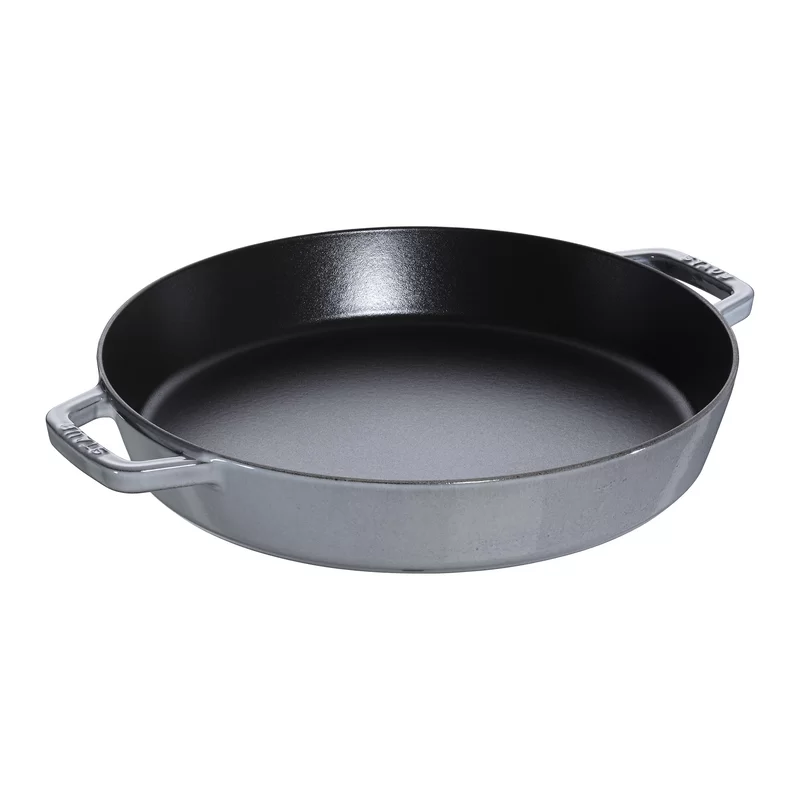 Staub 1313418 Cast Iron 13-inch Double Handle Fry Pan – Graphite Grey, Made in France