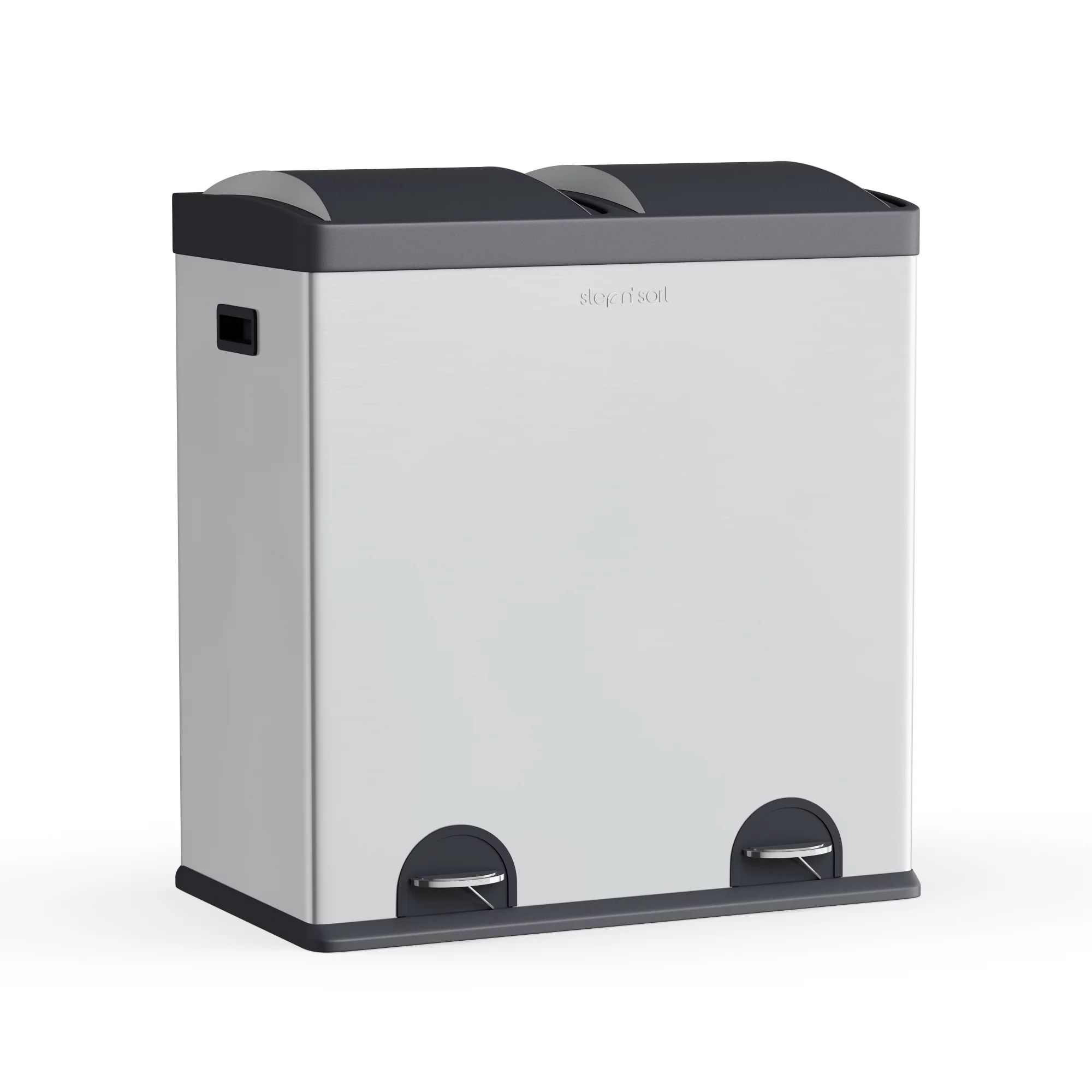 Step N’ Sort 900602 16 gal 2 Compartment Kitchen Garbage Can & Recycling Bin, Silver