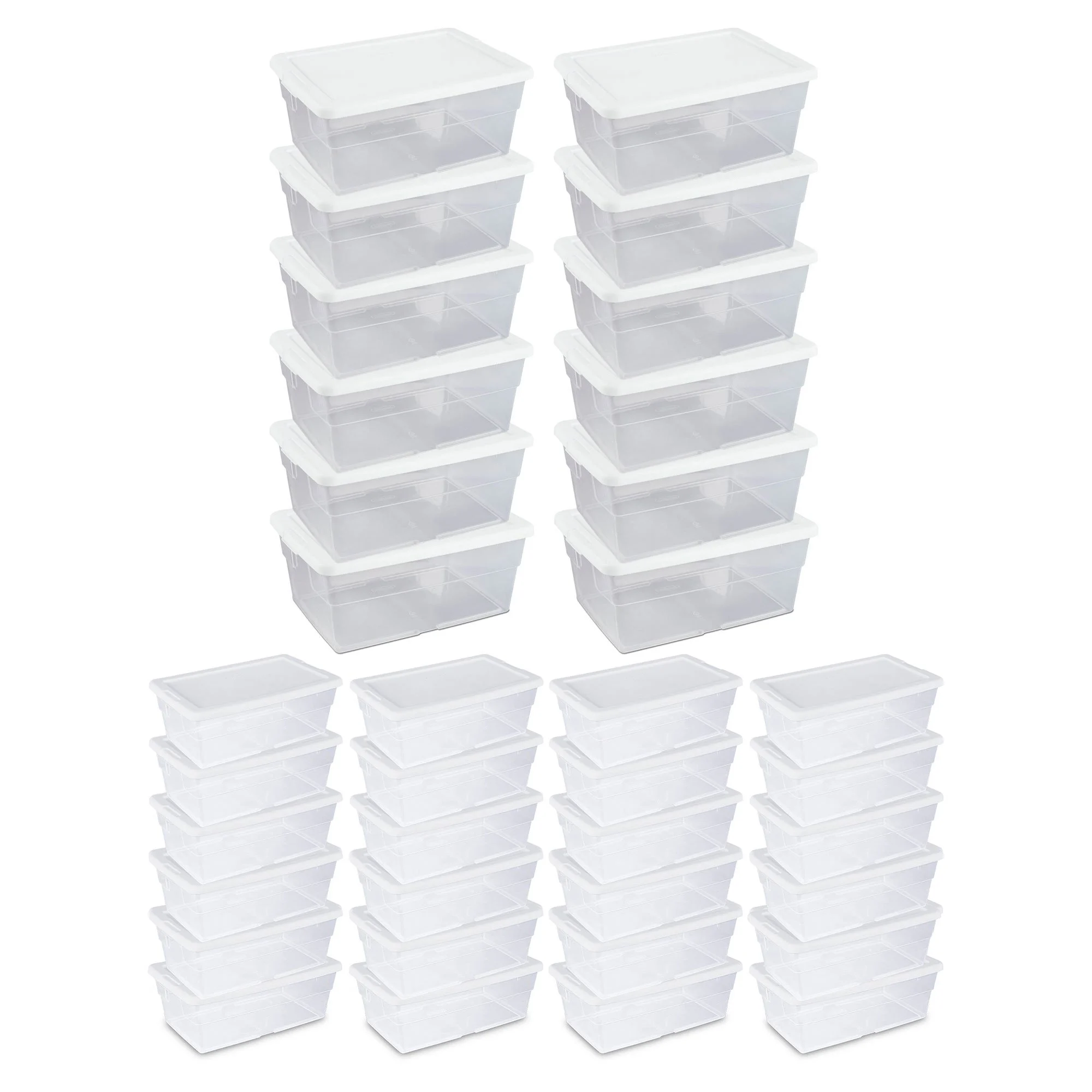 Sterilite 16 Quart Plastic Latching Storage Container (12 Pack) & 6 Quart Tote (24 Pack)