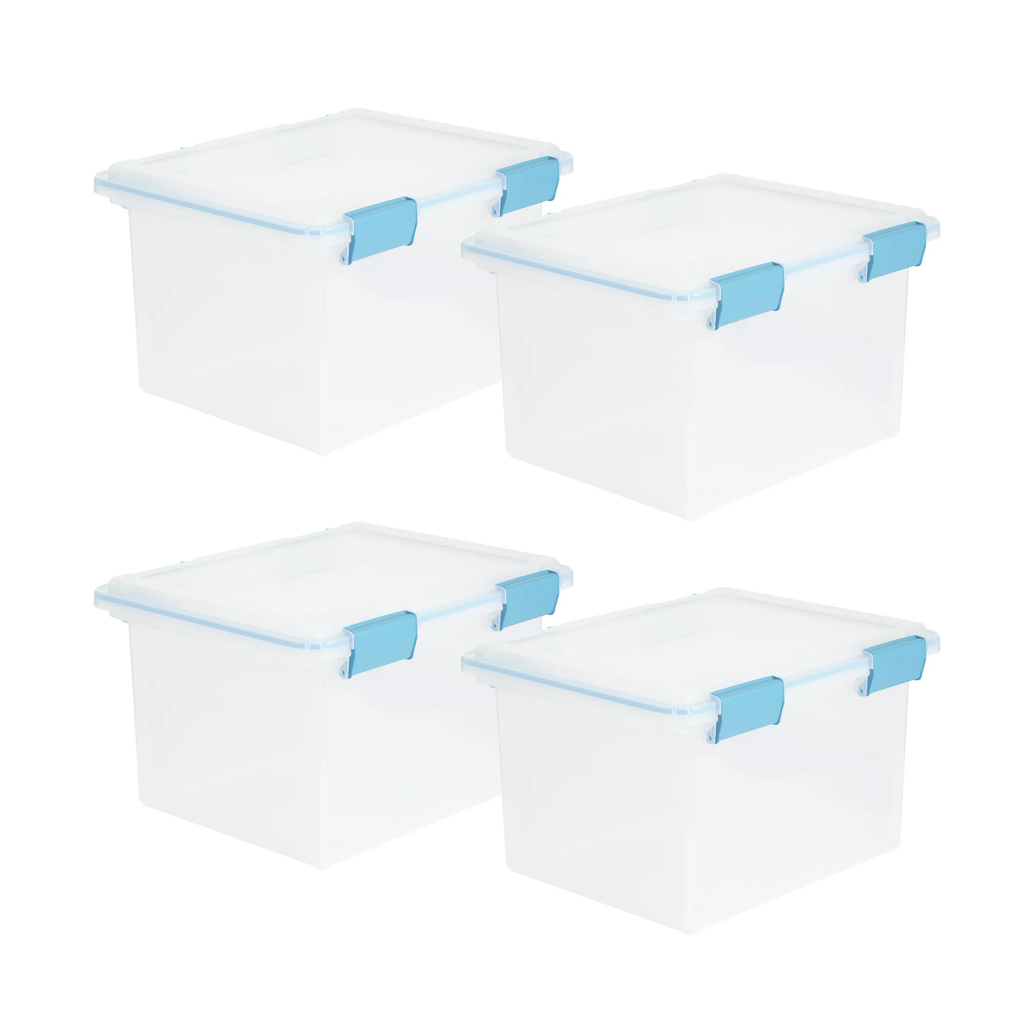 Sterilite 32 Quart Clear Plastic Stacking Storage Container with Gasket Lid (4 Pack)