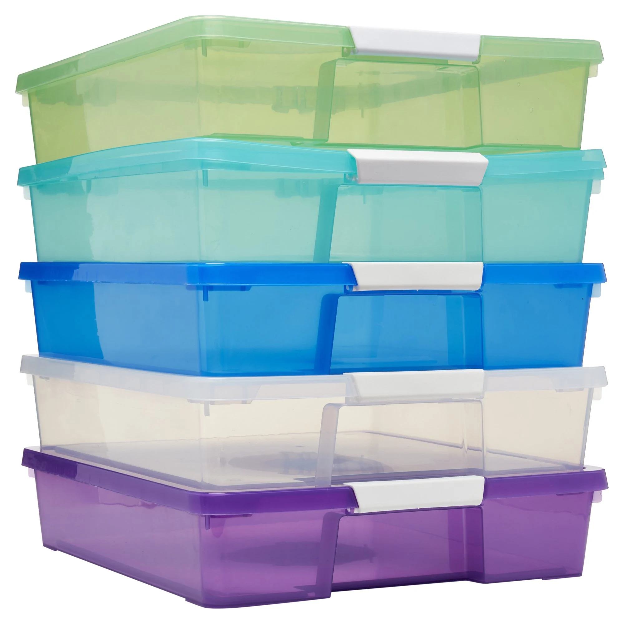 Storex 12×12 Stack & Store Box, Assorted Colors, Case of 5