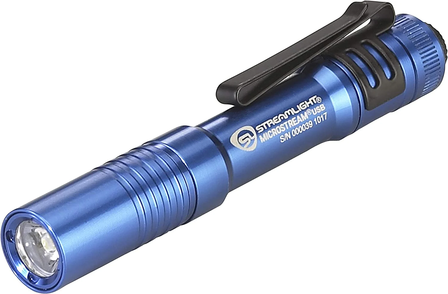 Streamlight 66606 250-Lumen MicroStream USB Rechargeable Pocket Flashlight with 5″ USB Cord and Lanyard, Blue, Box