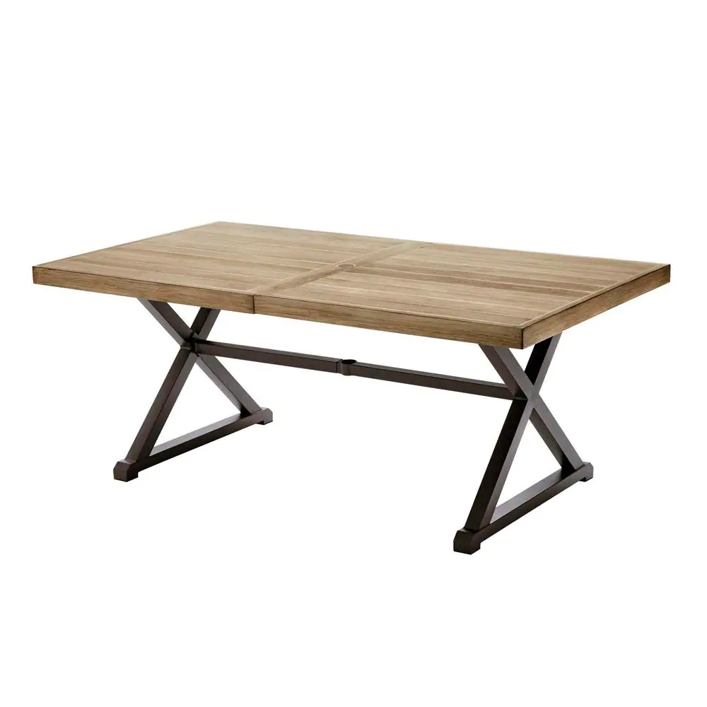 StyleWell Mix and Match 72 in. Rectangular Metal Outdoor Dining Table, Tile Tabletop