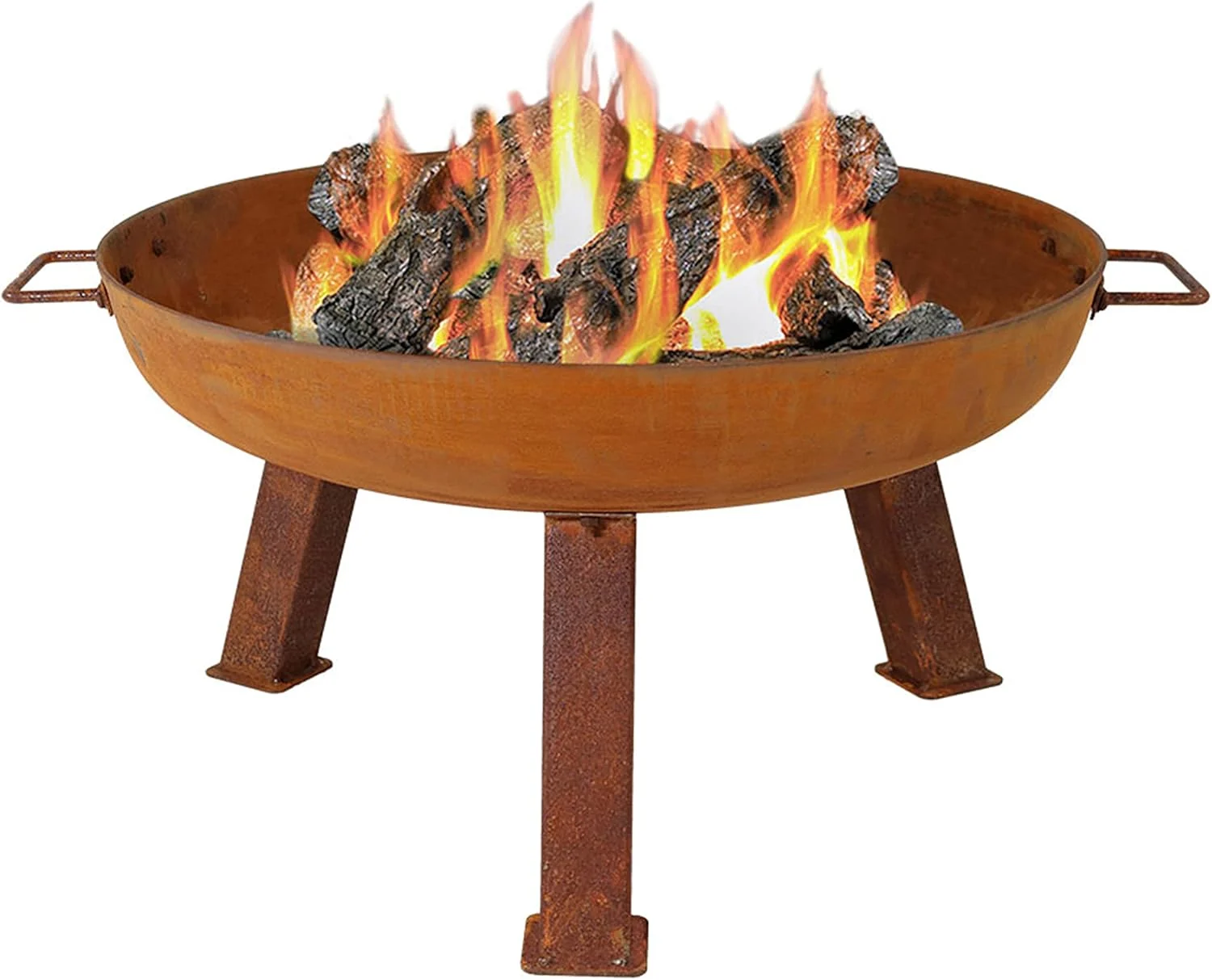 Sunnydaze 24-Inch Cast Iron Heavy-Duty Fire Pit for Outside – Wood-Burning Outdoor Fire Pit Bowl with Handles – Oxidized Finish